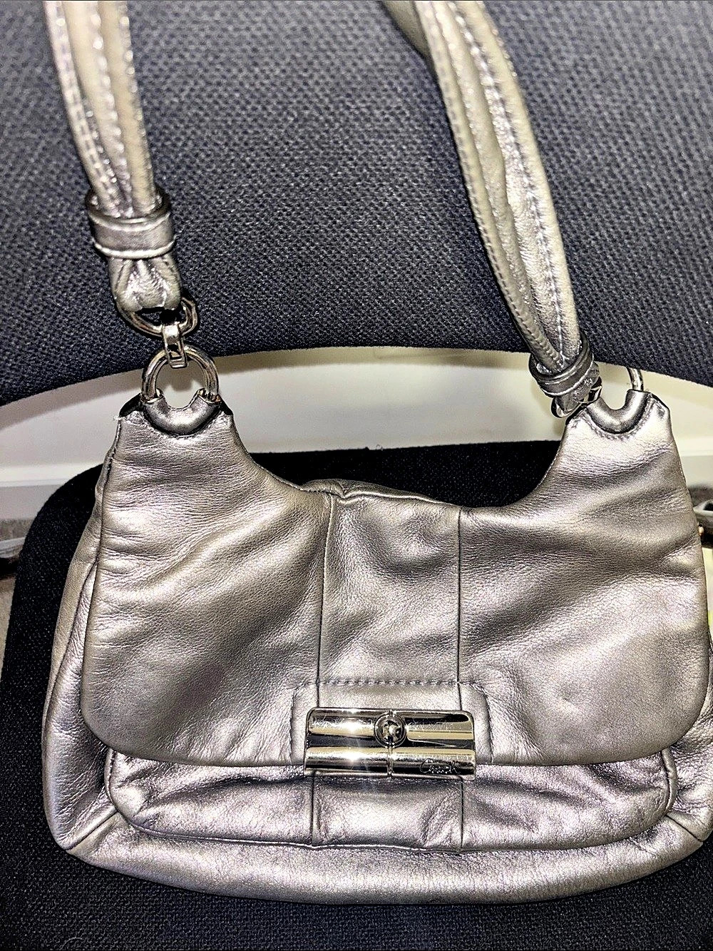 Coach Metallic Gray Shoulder Bag